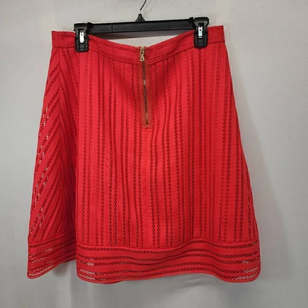 J.Crew Size 12 Red A Line Skirt Lined Lace Q4